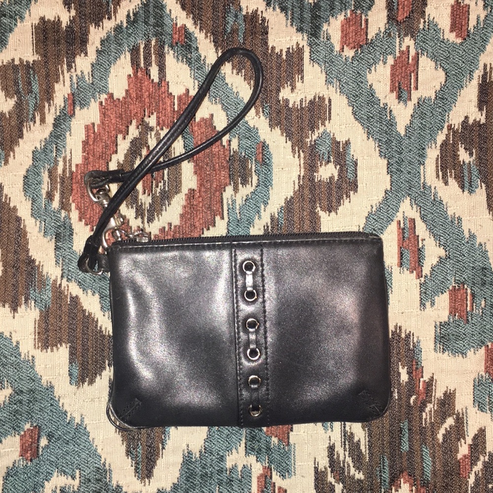 Authentic Coach Leather Wristlet- Black